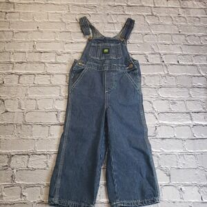 John Deere 100% Cotton Denim Overalls Baby Infant 3T Snap Bottom Closure